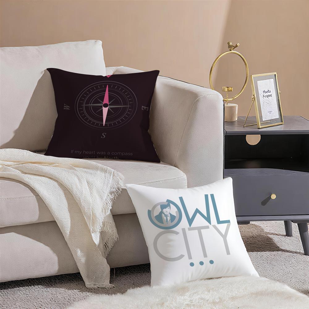 Dreamy Fresh O-Owl City Music Fashion Cushion Cover Throw Pillow Cover Hidden Button Durable Polyester Chair Cushion