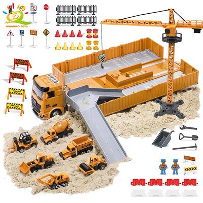 6 Engineering Diecast Car In Track Truck Model Excavator Crane Tower Car Children City Construction Toy for Boy Game