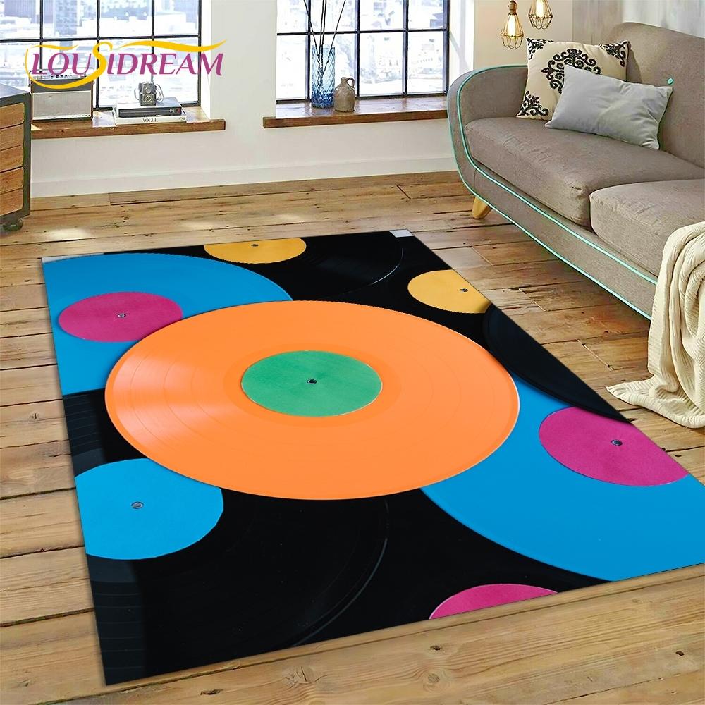 Vinyl Record Music DJ Screen Tape Rug Carpet for Living Room Bedroom Home Decor,Floor Mat Non-slip Decoration for Sofa Doormat