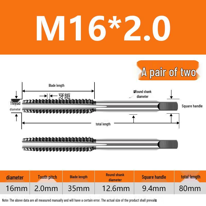 Feingewinde Handgewindebohrer M8-M20 Satz (5 Stücke)