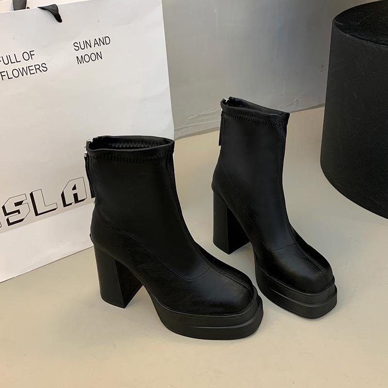 2025 Night Club Platform Thick Heel Woman Ankle Boot Autumn Winter Height Increase Shoes Laides Elegant Party Girl Short Booties