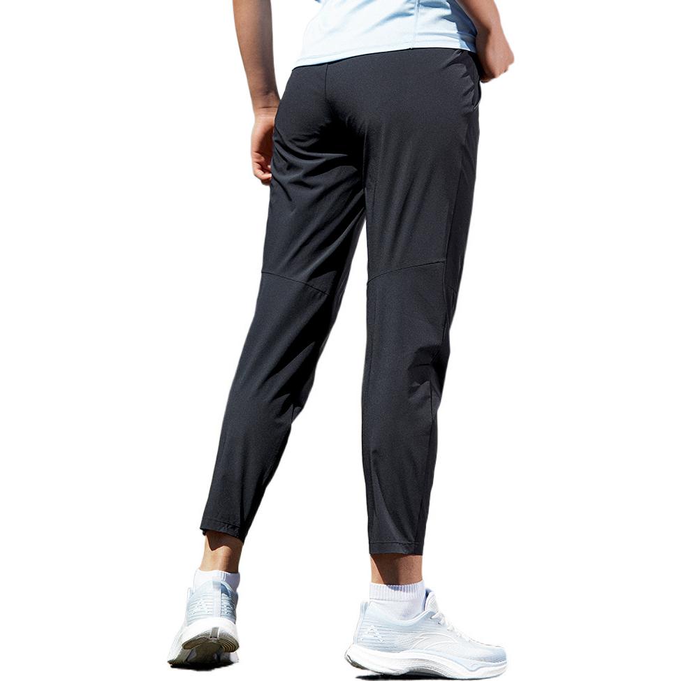 Anta Solid Color Logo Elastic Drawstring Sports Pants Women Bottoms Black 162225501-1