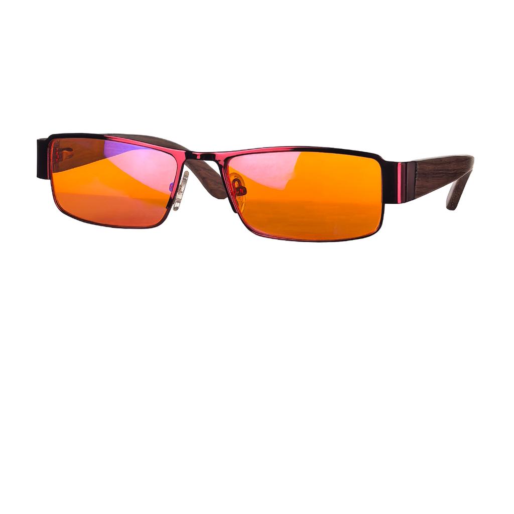 SHINU anti blue light lenses yellow driving glasses sleep glasses red lens orange gamging lens with wood leg frame