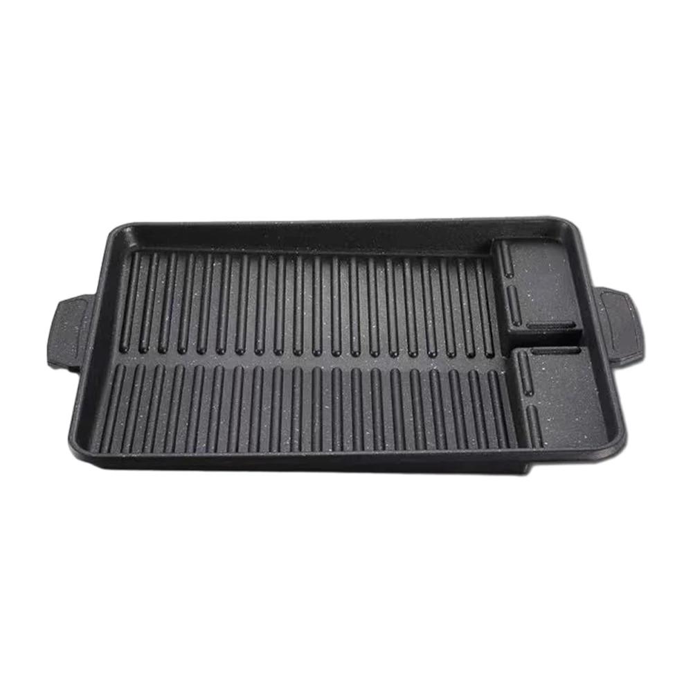 

Healthy Barbecue Plate, Square, Gas Compatible, Pork Belly, Iron Plate, Diagonal, Grooved, Barbeque Grill, Cassette Oven Compati чёрный