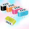 Universal 3 USB Multi-Port Wall Home Charger US Plug Wall Adapter Cube Block 110-220V 5V Candy Color Travel Charger Adapter
