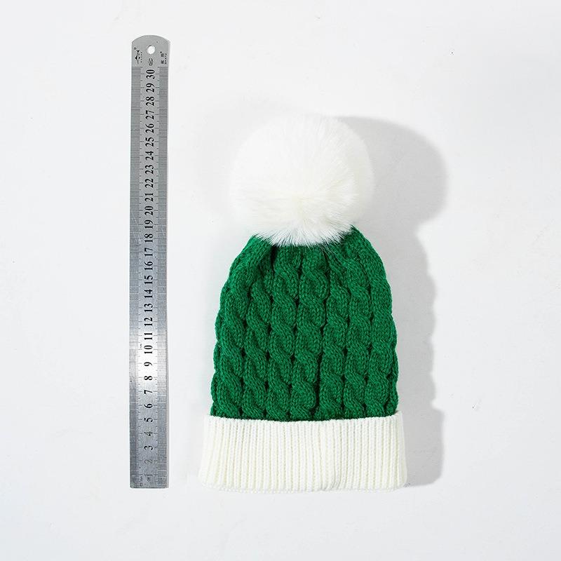 Children's Christmas Hat, Hairball Hat, Warm Christmas Gift, Cold-proof Thickened Knitted Wool Hat Tide