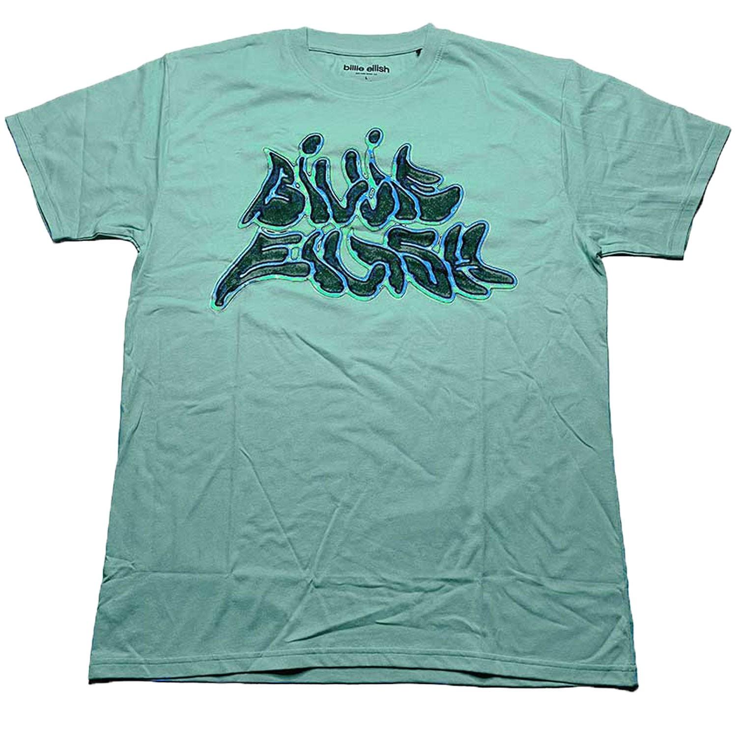 Men s Billie Eilish Neon Logo Billie T-shirt Large Blue S