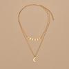 Gold Chain Iron Single Hanging Moon Disc Chain Pendant Double Necklace