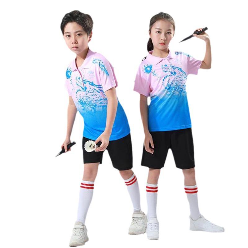 Quick-Dry Table Tennis & Badminton Clothing Set: Kids' Polo & Adult Short Sleeve