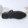 One word with black fishing net sandals women - large size mesh one word with flat sandals hollow Roman sandals