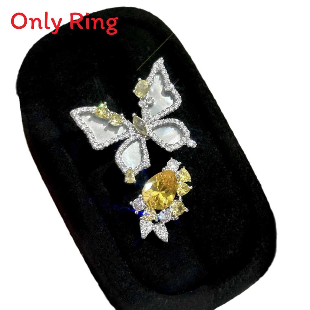 

Animal Theme Copper Zircon Ring With Butterfly Design For Stylish Women