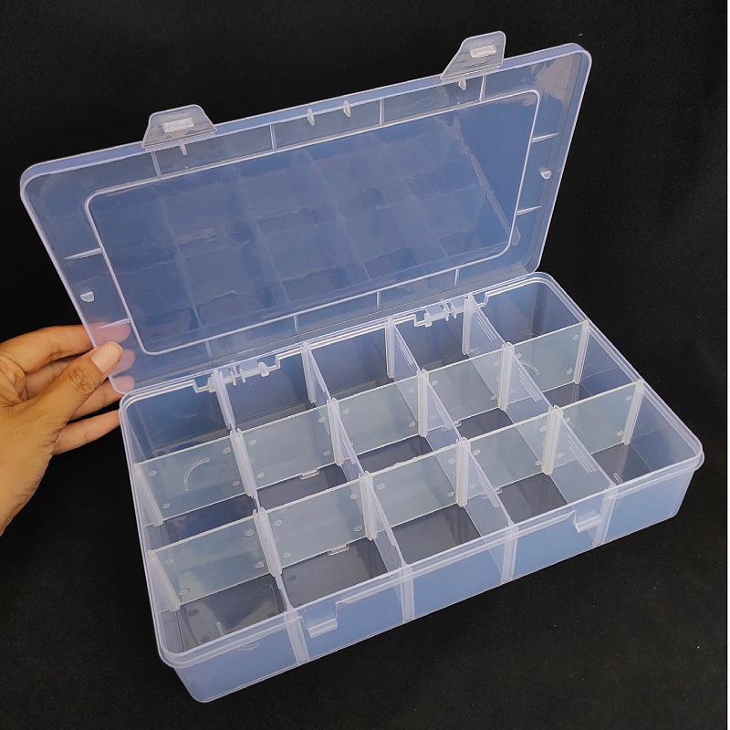 15-Grid Adjustable Plastic Organizer Removable Dividers Storage Box for Jewelry Beads DIY Art Craft Small Supplies