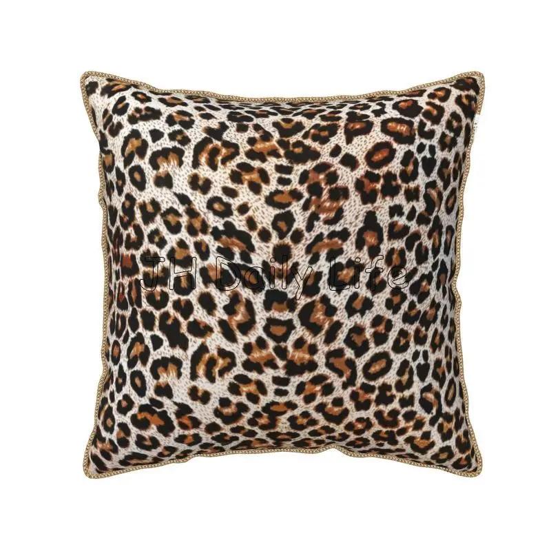 Federa Cuscino Morbida in Velluto Finta Pelliccia Stampa Leopardo 45x45 cm Marrone Nero Federa Cuscino Ghepardo per Divano Letto Camera da Letto Casa