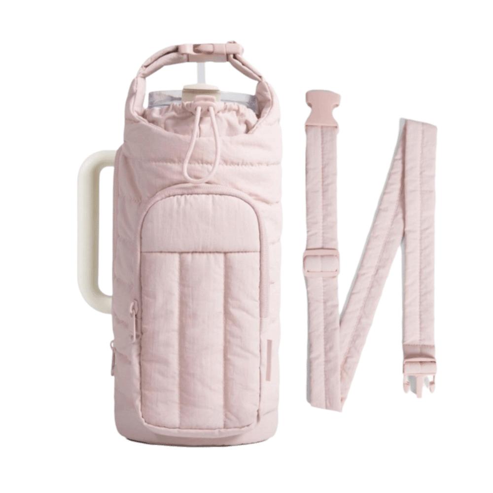 

Water-resistant Water Bottle Holder Bag with Strap Large Capacity Carrier Bag Portable Insulating Cup Sleeve for Outdoor Sports рожевий