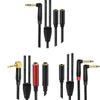 1/4inch/1/8inch Stereo Splitter Y Cable 6.35mm/3.5mm To Double 3.5mm/6.35mm Right Angled Speaker Adapter Extension Cable