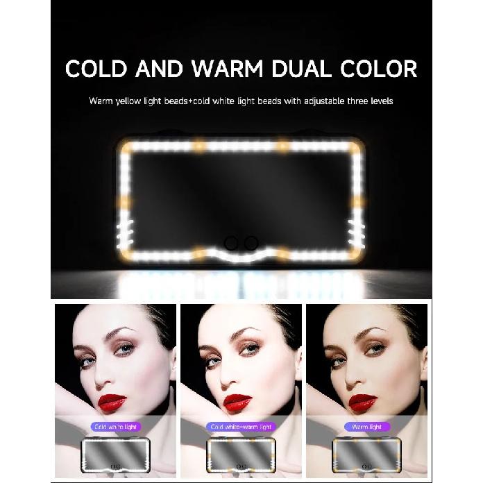 HD Mirror Car LED Makeup Mirror Sun Visor Plate Interior Rear Mirror USB Charing Dimmable Touchscreen Auto Vanity Mirror