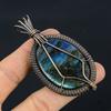 Labradorite Pendant, Handmade Gemstone 999 Copper Wire Wrapped Pendant Antique Jewelry, For Gift Silver Jewelry