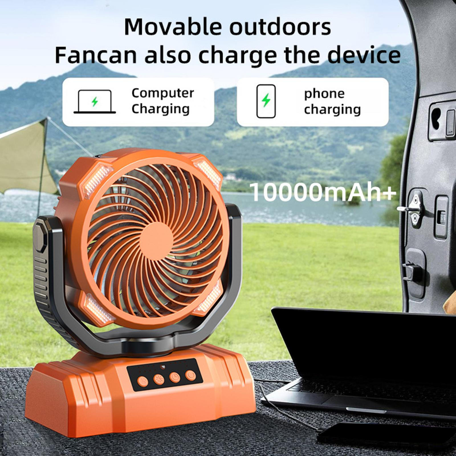 

Compact Portable Fan with 10000mAh Battery for Outdoor Activities помаранчевий