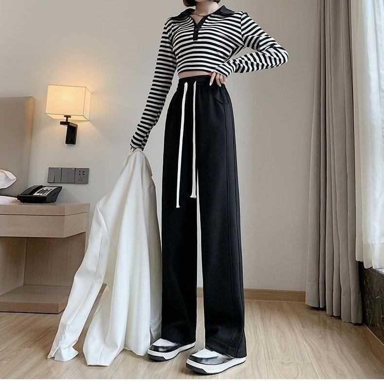 Womens Plus Size Spring Joggers Loose Fit High Waisted Sweatpants Casual Straight Leg Pants