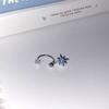 Eight-Pointed Star Water Drop Cubic Zirconia Titanium Steel U-Shaped Horseshoe Ring and Butterfly Ear Studs