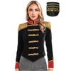 Womens Ringmaster Costume Circus Carnival Party Long Sleeve Stand Collar Fringe Shoulder Jacket Coat Hat Set