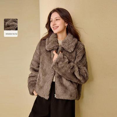 INMAN Faux Fox Fur Lapel Short Winter Coat