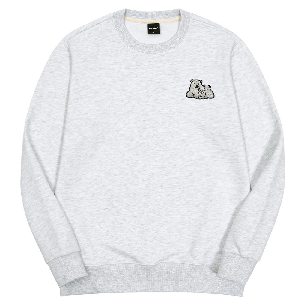 OKSTAR Polar Bear Family Embroidered Double-Sided Sweatshirt