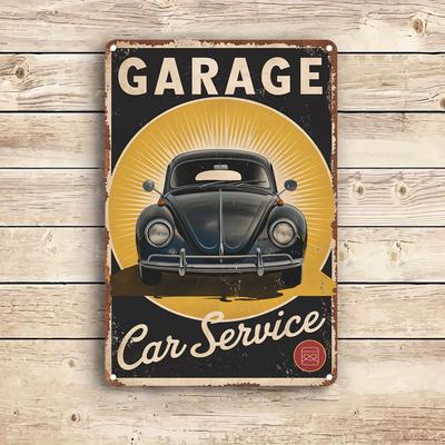 1pc Vintage Garage Car Service Aluminum Sign - Retro Engraved Tin Plaque, Decor for Garden Bedroom Man Cave Christmas Gift