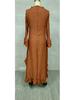 Women's Bohemian Pleated Ruffle Hem V-Neck Maxi Dress