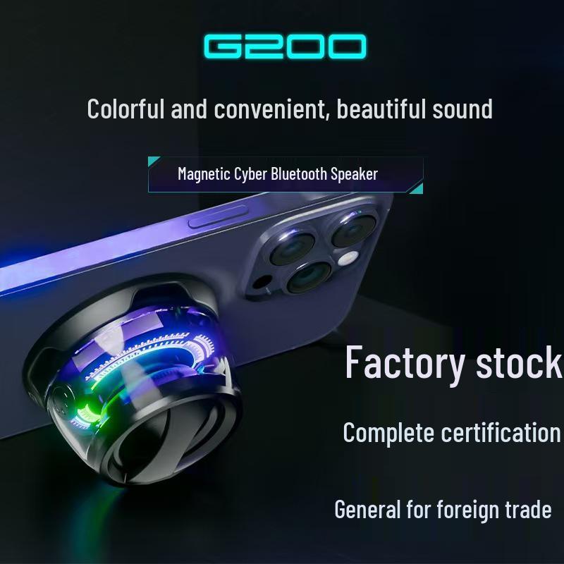 G200 Bluetooth Speaker with Magnetic Adsorption - Portable Mini Speaker with Lighting and Subwoofer