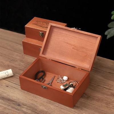 Retro Ahşap Saklama Kutusu Düz Ahşap Kapaklı Çok Fonksiyonlu Menteşeli Kutular Hediye Paketleme Mücevher Kutusu Ev Eşyaları Saklama Kutusu