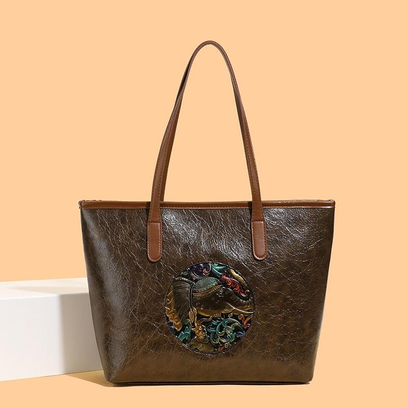 Handbag - Ethnic Style Tote Bag - Retro Large Capacity Commuter Shoulder Bag