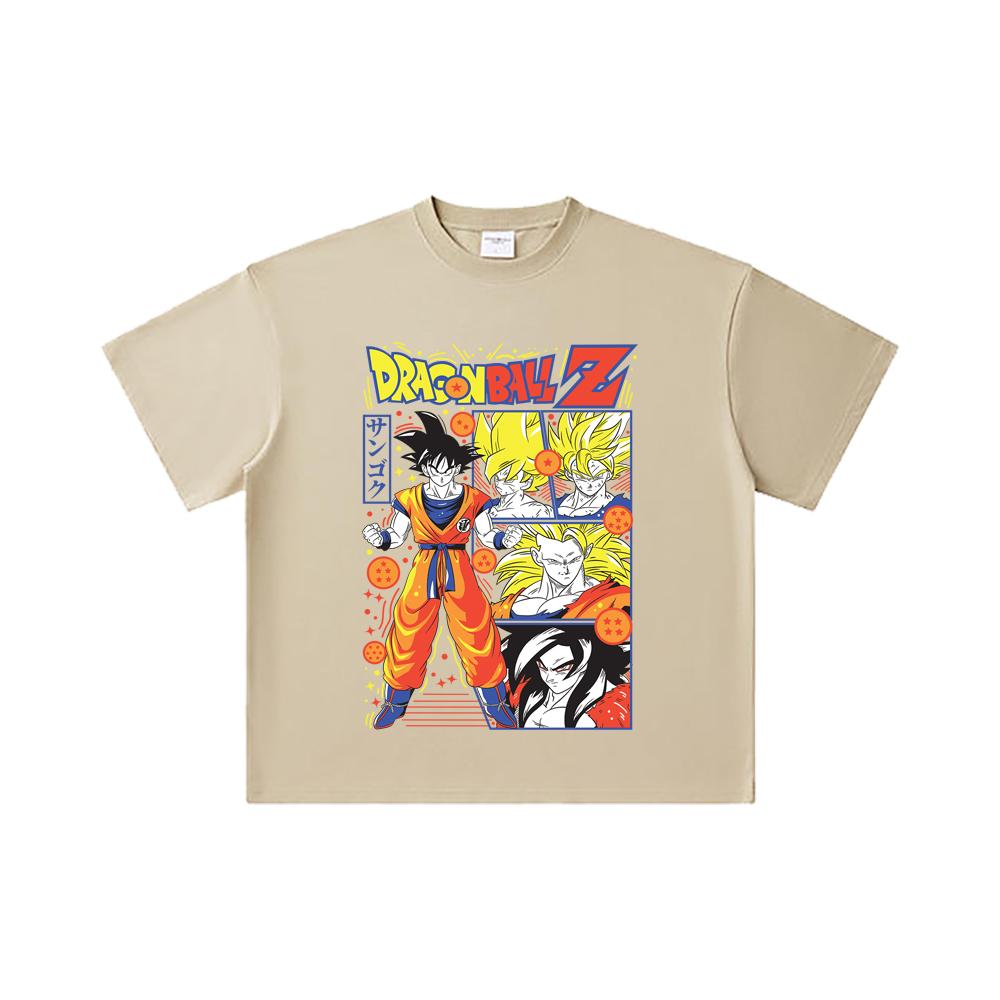 260 GSM Double Yarn 32 Count 100% Cotton Dragon Ball V56 Goku Print Unisex Heavy Cotton T Shirt