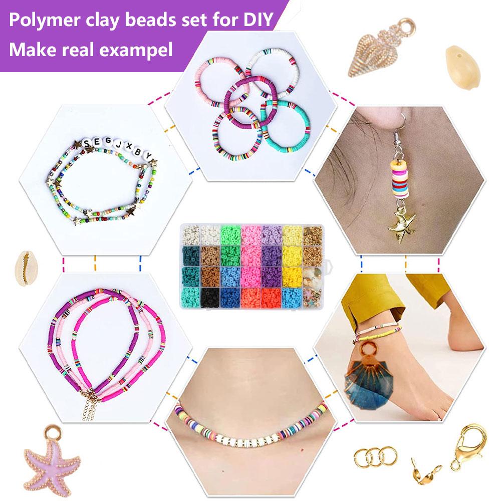 48/60 Colors Clay Beads Bracelet Making Kit With Box Flat Preppy Beads Friendship Bracelets Jewelry Kit DIY Crafts Gift For Xmas