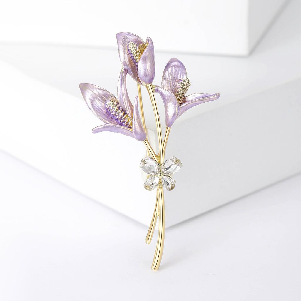 Spilla Floreale Vintage con Strass per Donne e Uomini Accessorio Moda Primavera