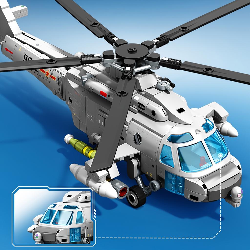 550pcs Creative Helicopter Building Blocks, DIY Gifts For Kids, Military Armed Aircraft Model Assembly Bricks NO BOX