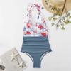Tight Swimsuit Women One Piece Sexy Gradient Halter Neck Backless Swimwear Women Fashion Beach Vacation Elegant Swimwear