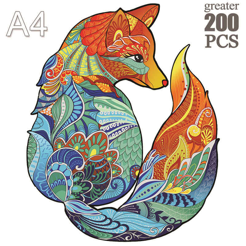 Non-Toxic Animal Wooden Puzzle For Adults Children A3 A4 A5 3D Wood Diy Crafts Shaped Christmas Gift Wooden Jigsaw Puzzle Gifts New