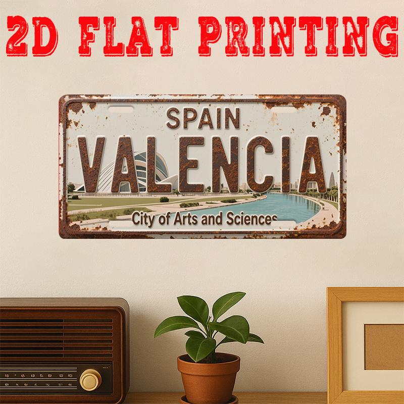 

Spain Valencia City of Arts and Sciences D Flat Printing License Plate Style Metal Tin Sign Modern Spanish Cityscape Themed De 15x30cm(5.9x7.8inch)