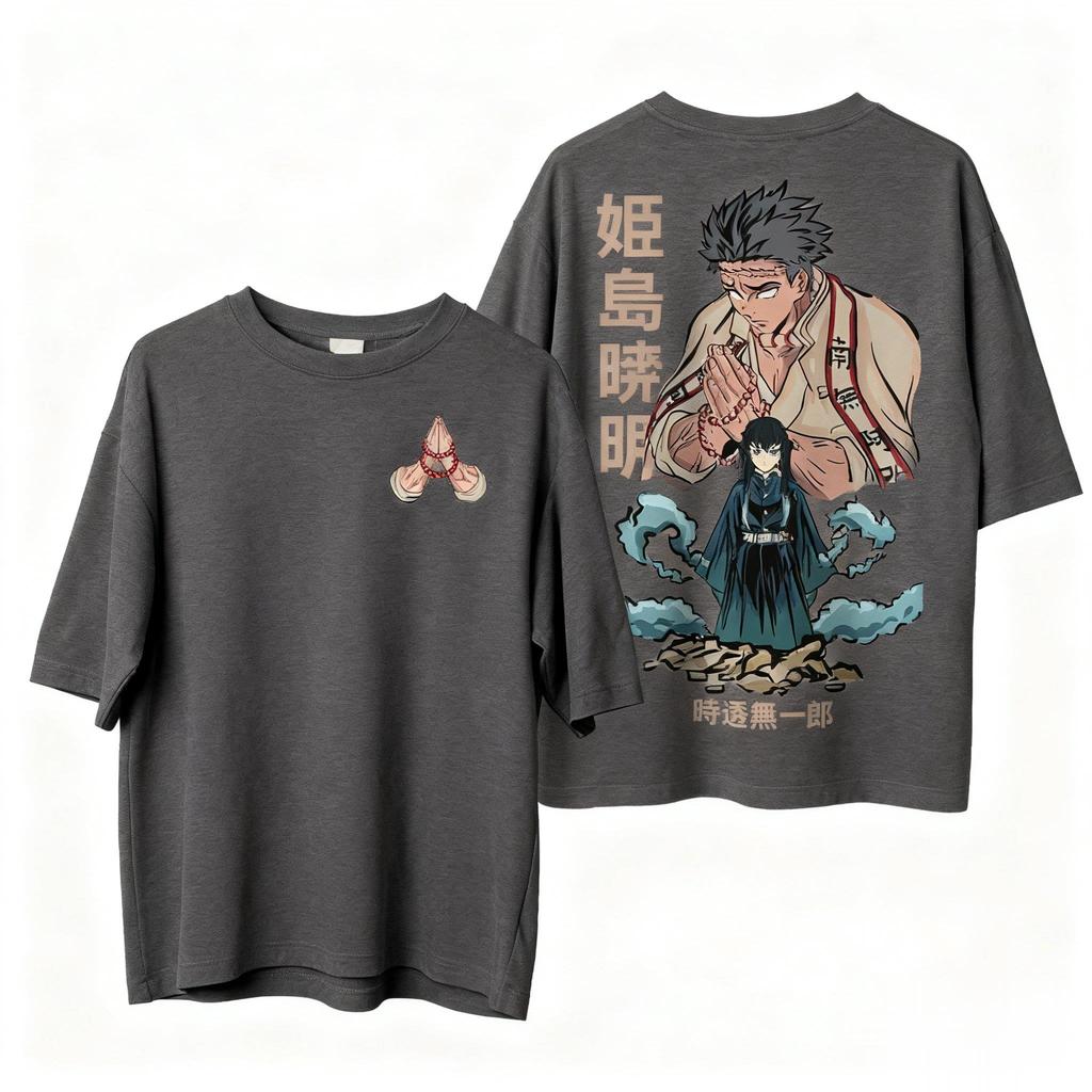 Demon Slayer Anime T-shirt for Men and Women Summer Casual Loose Retro Hip Hop Street Style Men's Style Clothing
