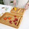 Handwoven Wicker Serving Tray Woven Handheld Plastic Rattan Storage Tray  Kitchen Storage