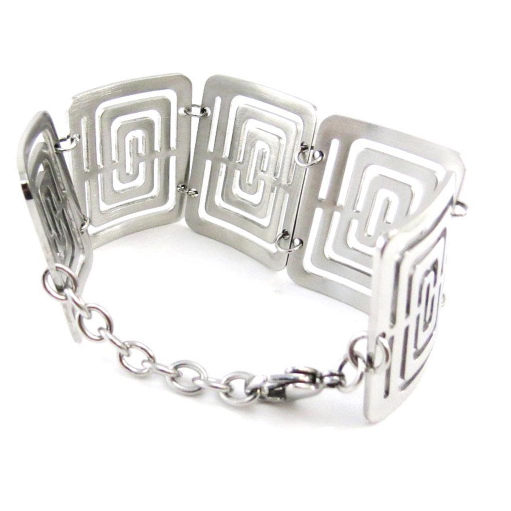 Les Trésors De Lily [J0988] - Silver 'Choreography' Steel Bracelet