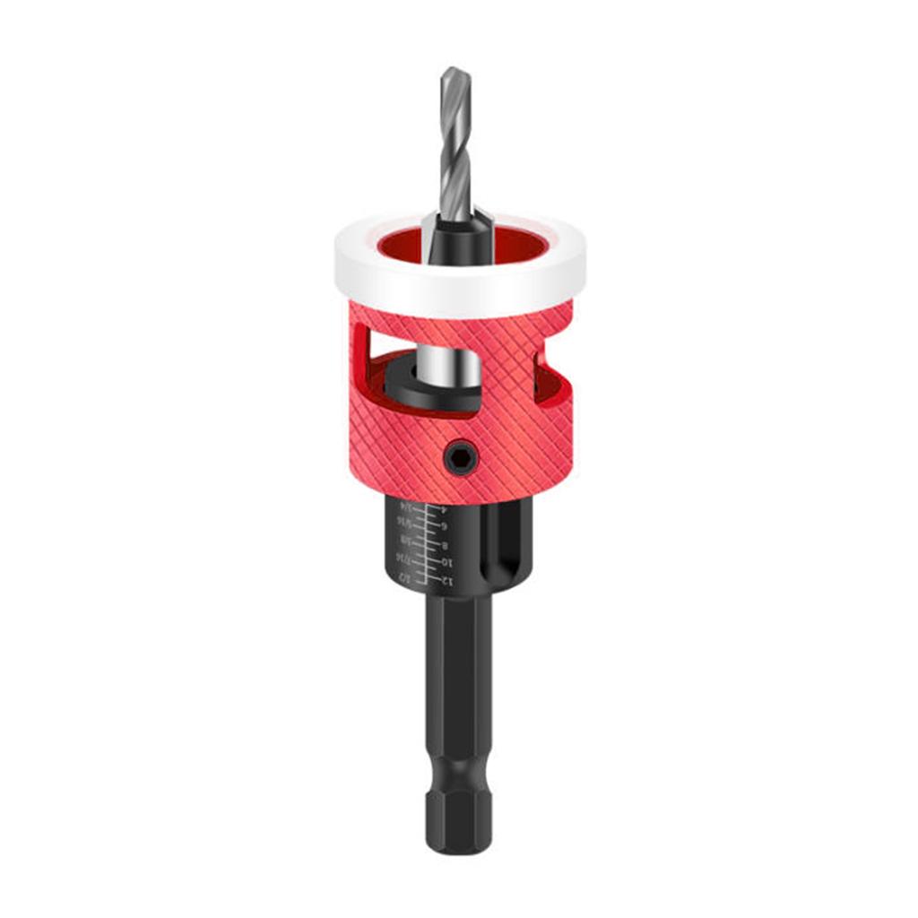 5 Piece Countersink Drill Bit Set with M2 High Speed Steel and Adjustable Depth for Use with Most Drill Machines