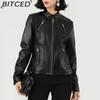 BITCED Autumn Slim-Fit Women's Leather Jacket Slim-Fit Outerwear Leather Clothing for Women