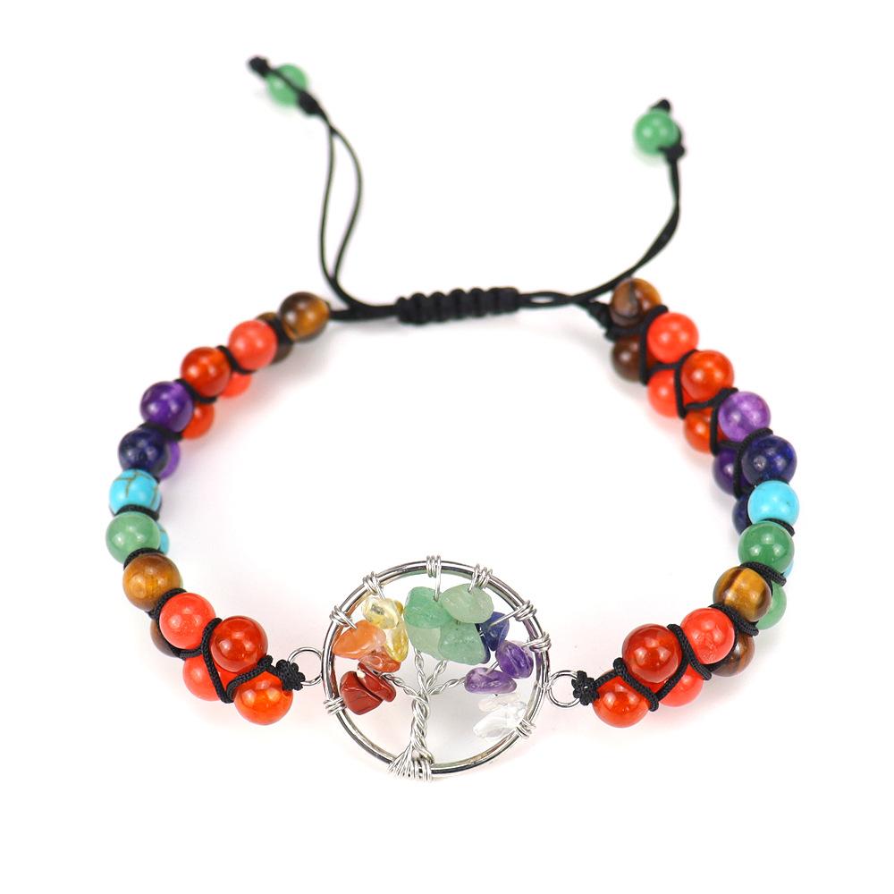 Handwoven Natural Crystal Red Agate Beads Tree Of Life Bracelet Bracelet Adjustable B12
