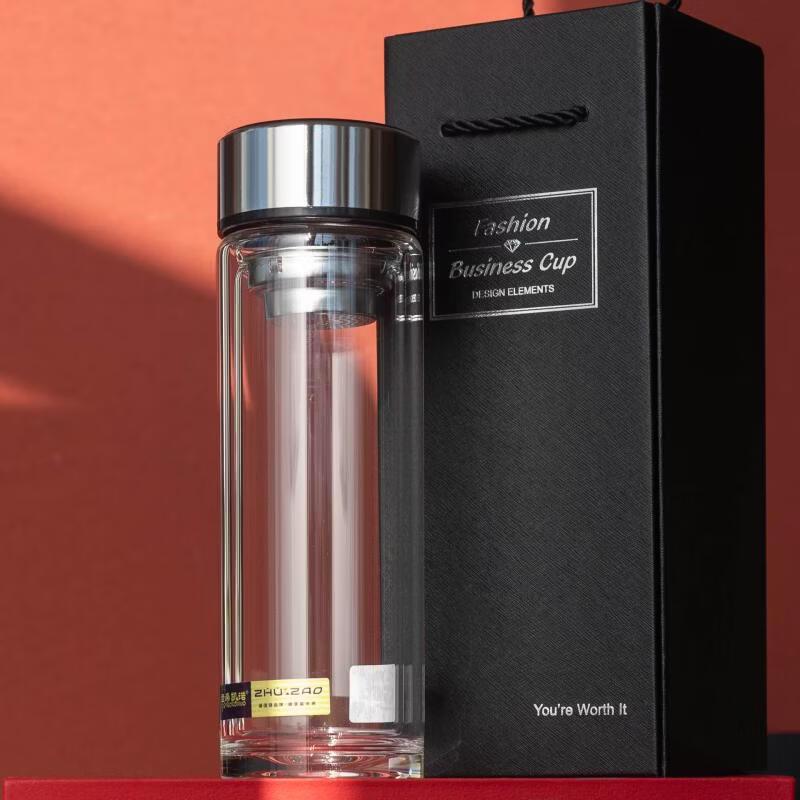 

OLOEY 370ml Double Wall Insulated Glass Cup Gift Set