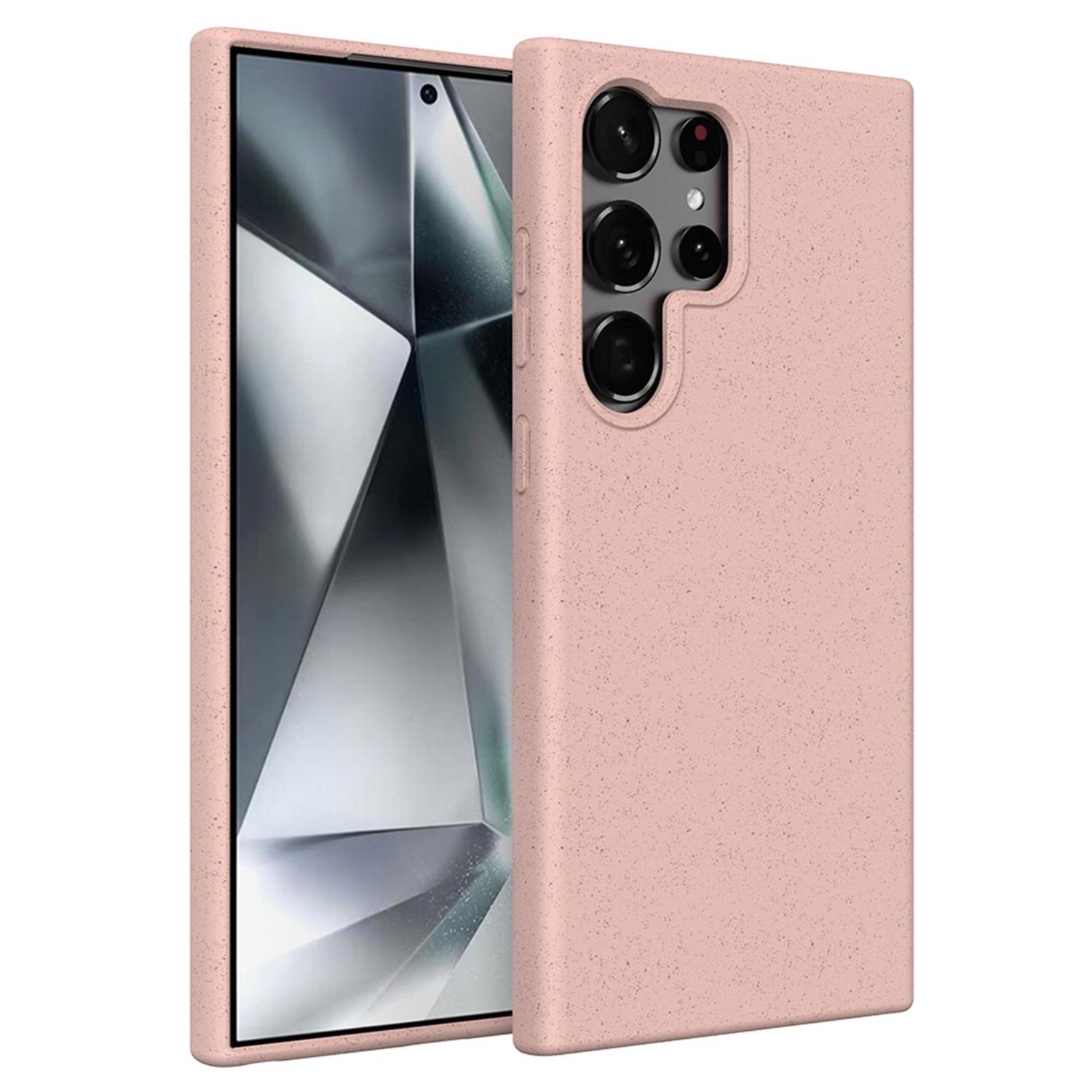 

For Samsung Galaxy S25 Ultra Case Biodegradable Wheat Straw+TPU Matte Phone Cover Pink