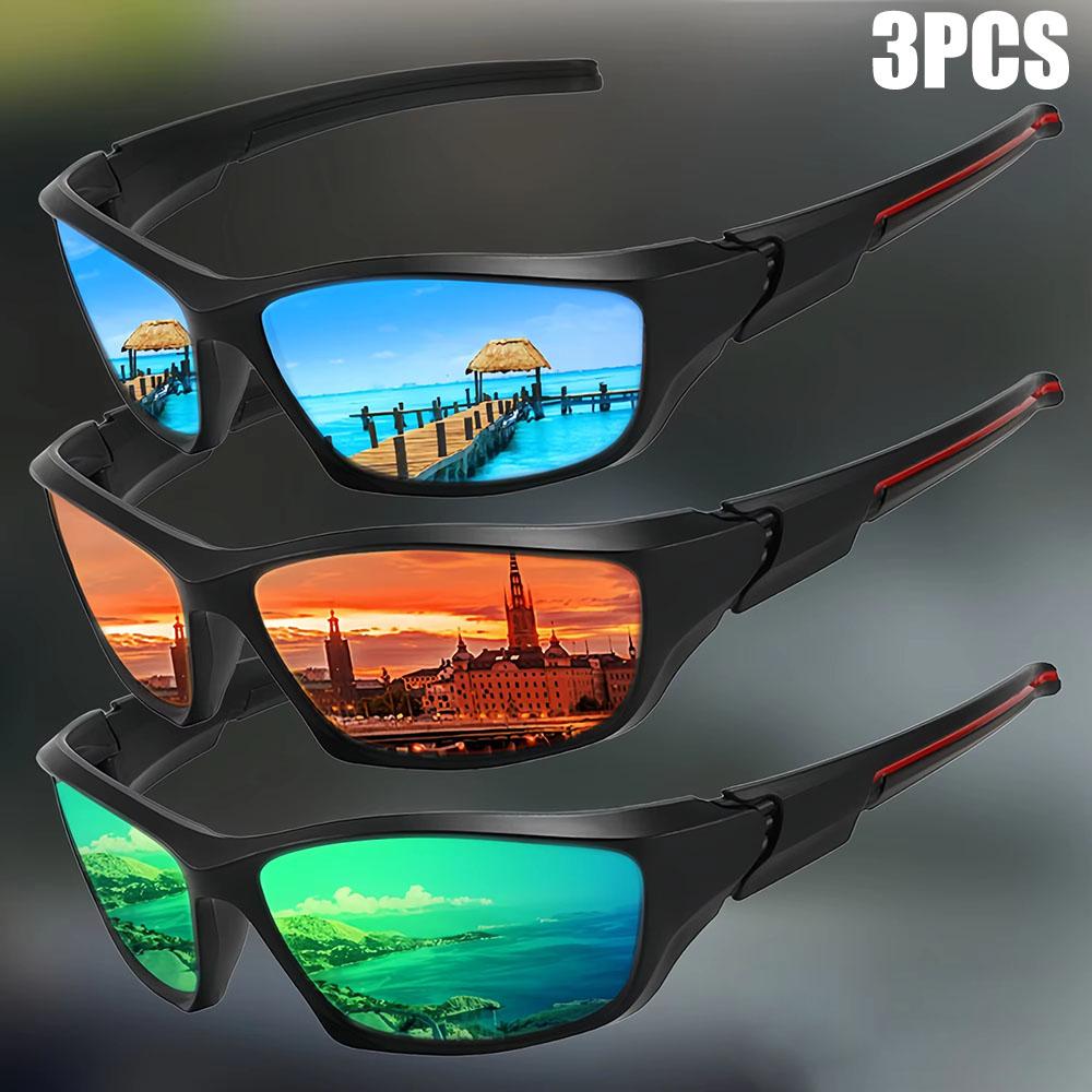 1-3PCS Polarized Black Glasses Night Vision Anti-Glare Goggles for Men Women UV400 Sunglasses for Driving Fishing Daytime