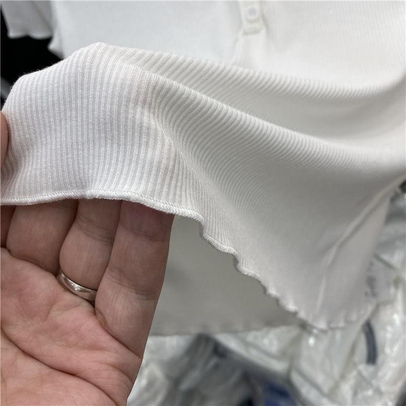 European Design Short Sleeve T-shirt Women's Summer New High Waist Elastic Bottom Shirt Tops