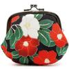 Wallet Case with Clasp Japanese Coin Made In Japan [Komon Kobo] [Kiste] Closure, Chirimen, Pattern, 3.2-inch Purse, (Modern Camellia, Black)